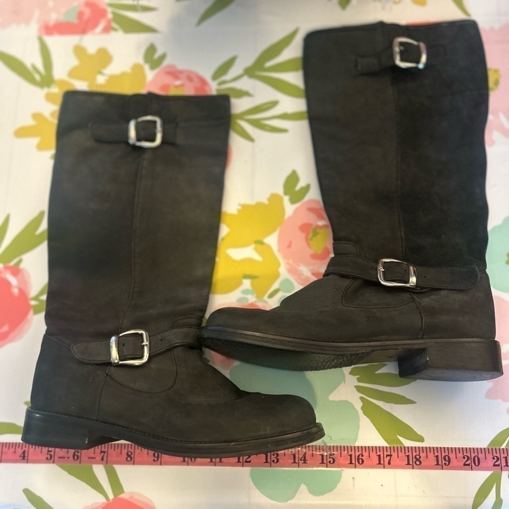 Steve Madden ranch black leather
suede buckle boots size 8